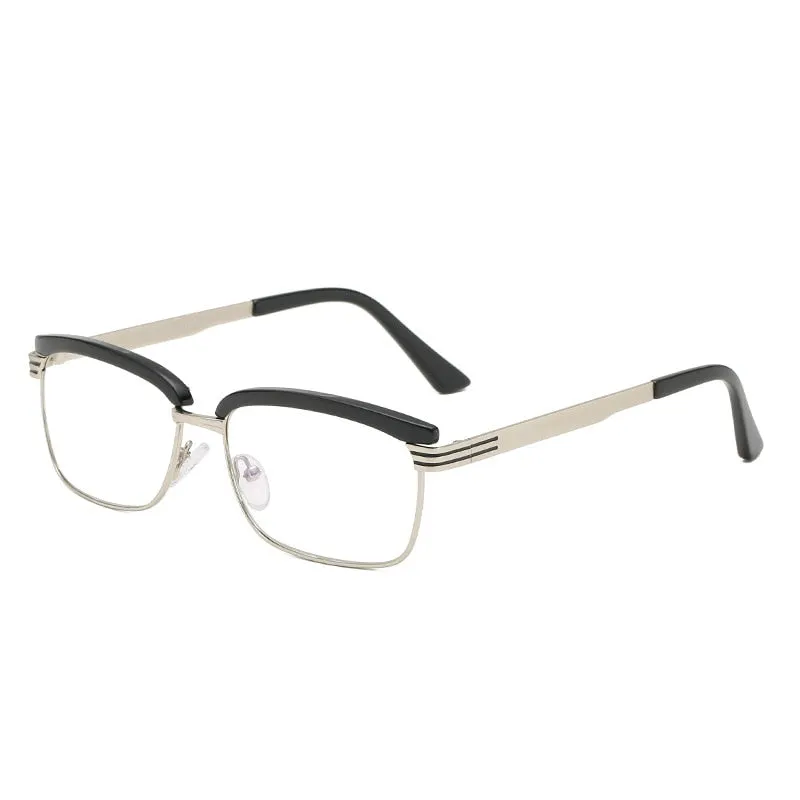 Brightzone Men's Full Rim Square Alloy Presbyopic Reading Glasses 61000