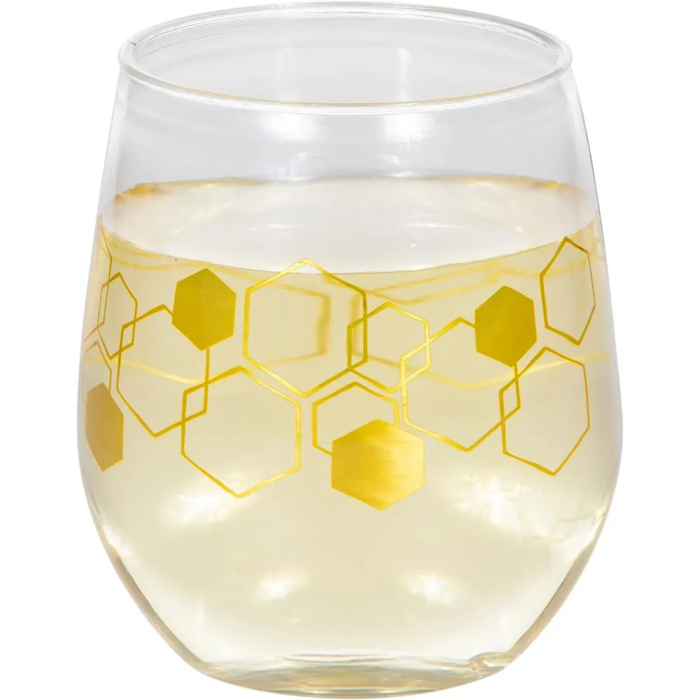 Bulk Honeycomb Plastic Stemless Wine Glasses (6 per Case)