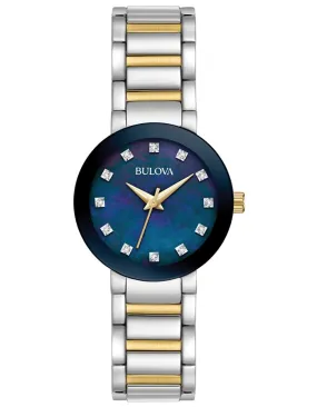 Bulova Womens Diamond Watch - Blue Mother of Pearl Dial - Two-Tone Bracelet