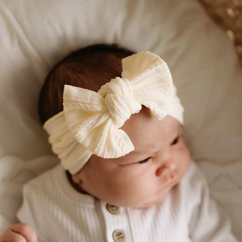 Cable Bow Headband - Buttercream