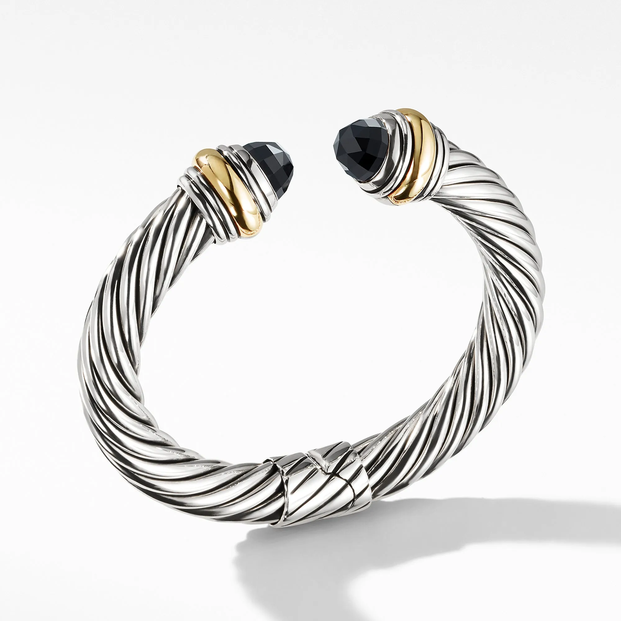 Cable Classic Bracelet with Black Onyx and 14K Gold, 10mm, Size Medium