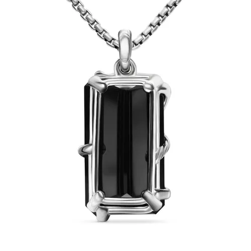 Cable Wrap Amulet in Sterling Silver with Black Onyx and Diamonds, 45mm