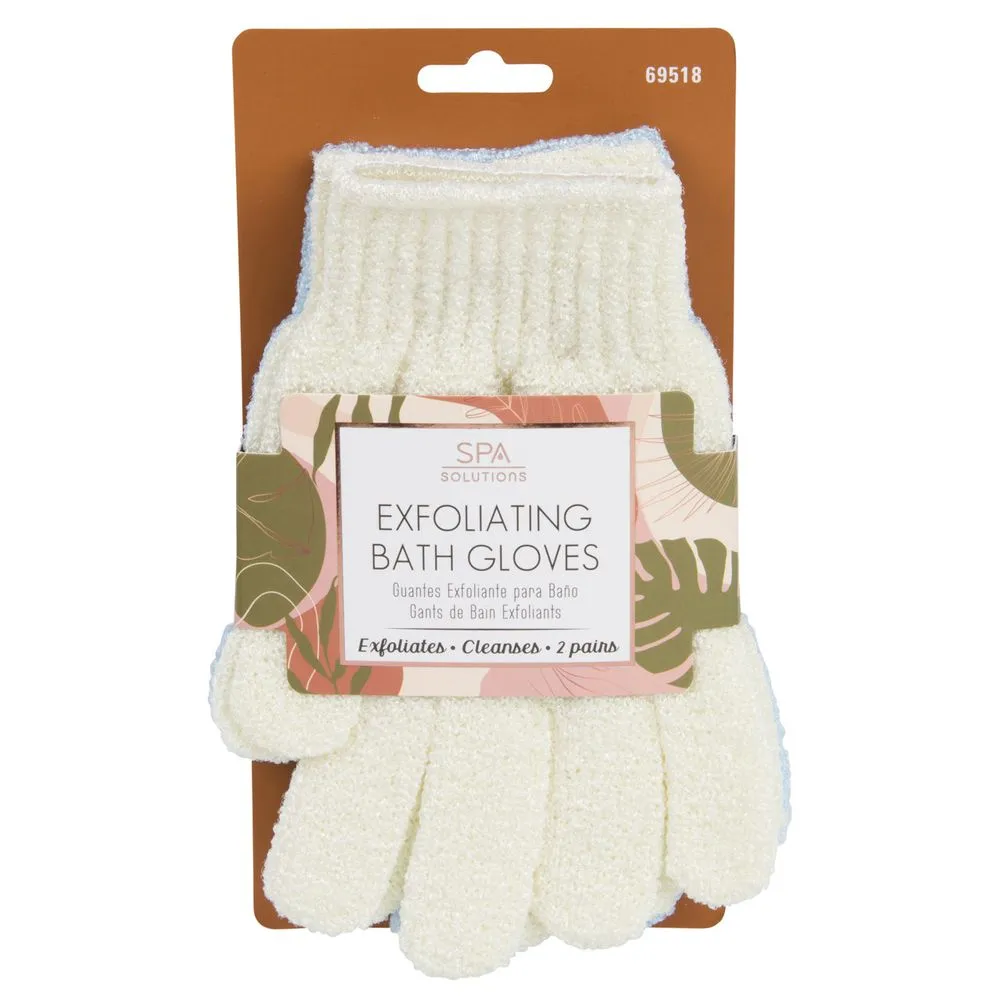 Cala Exfoliating Bath Gloves: Blue/Cream