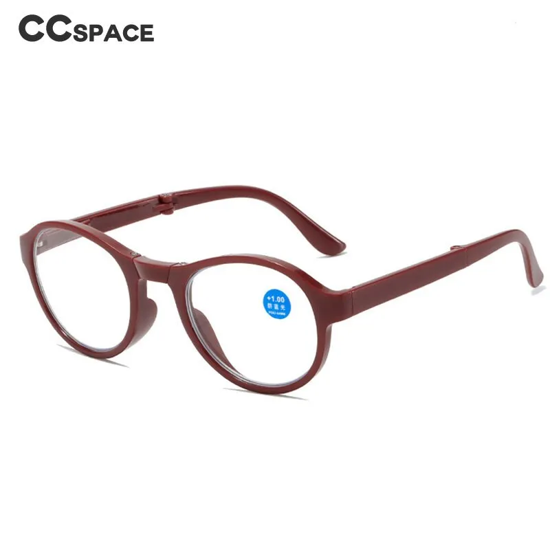 CCspace Unisex Full Rim Round Foldable Acetate Reading Glasses 55502