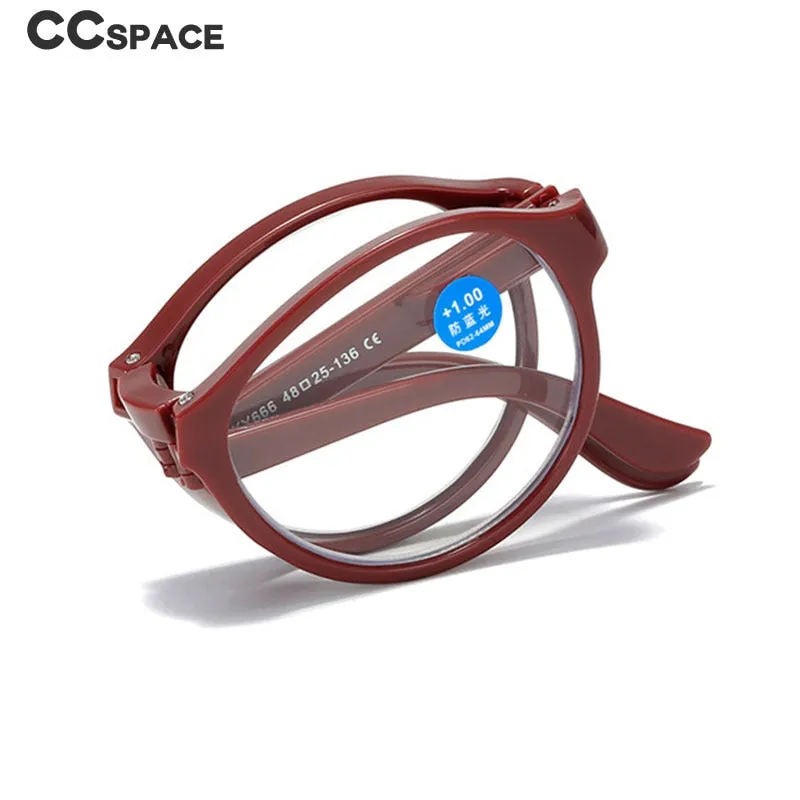 CCspace Unisex Full Rim Round Foldable Acetate Reading Glasses 55502