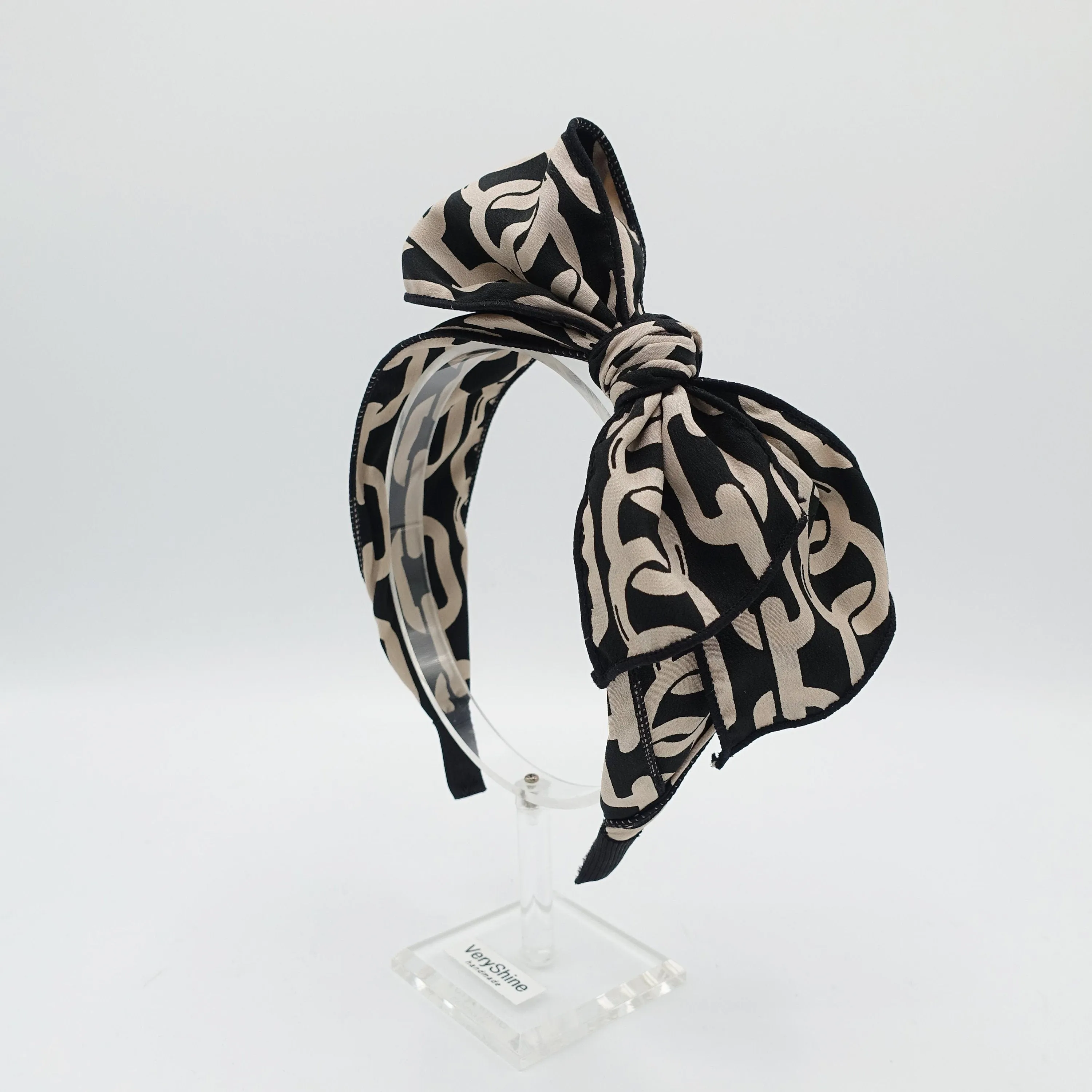 chain print headband bow knotted hairband women hair accessory