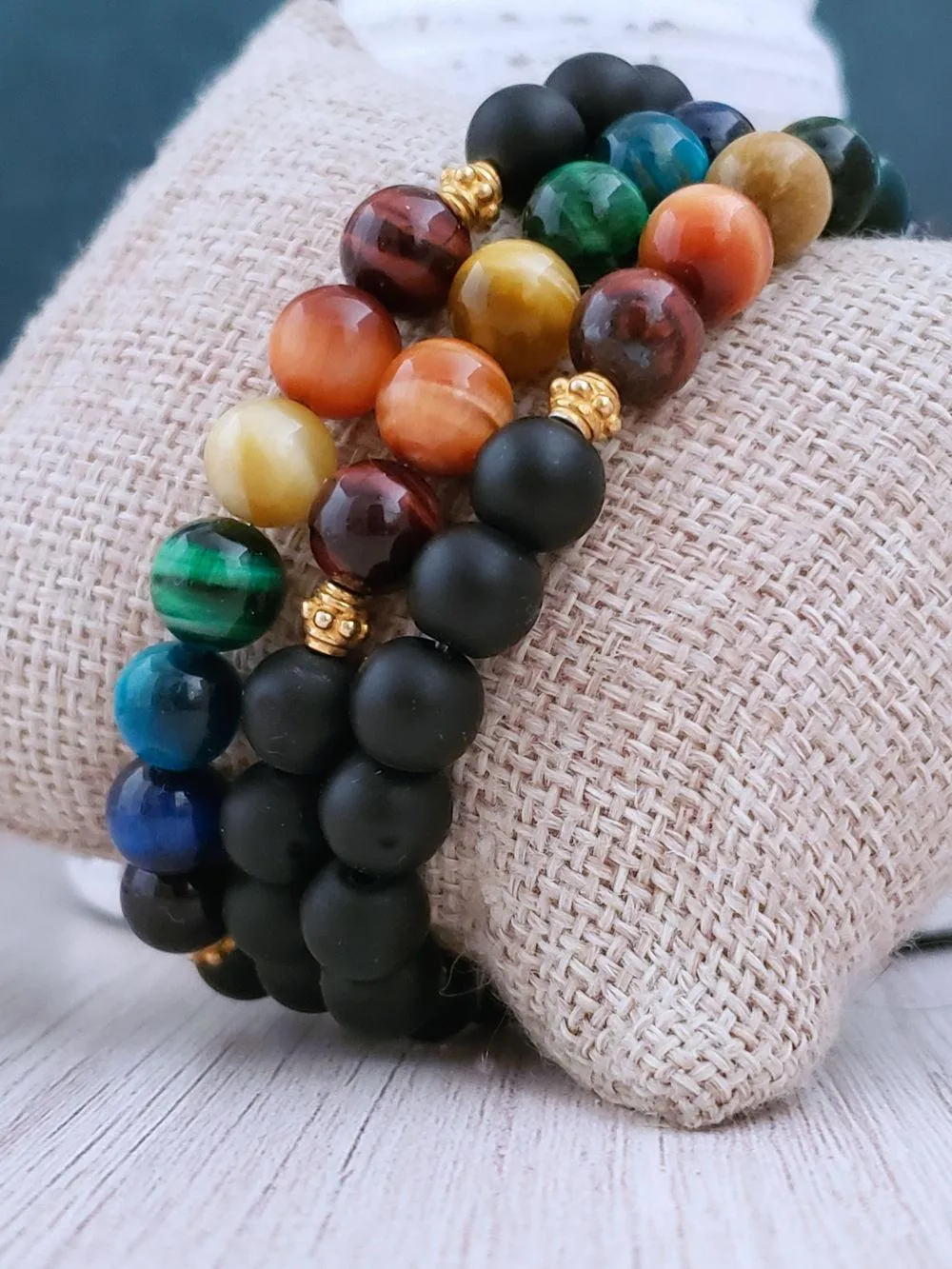 Chakra Bracelets - Tiger's Eye & Onyx