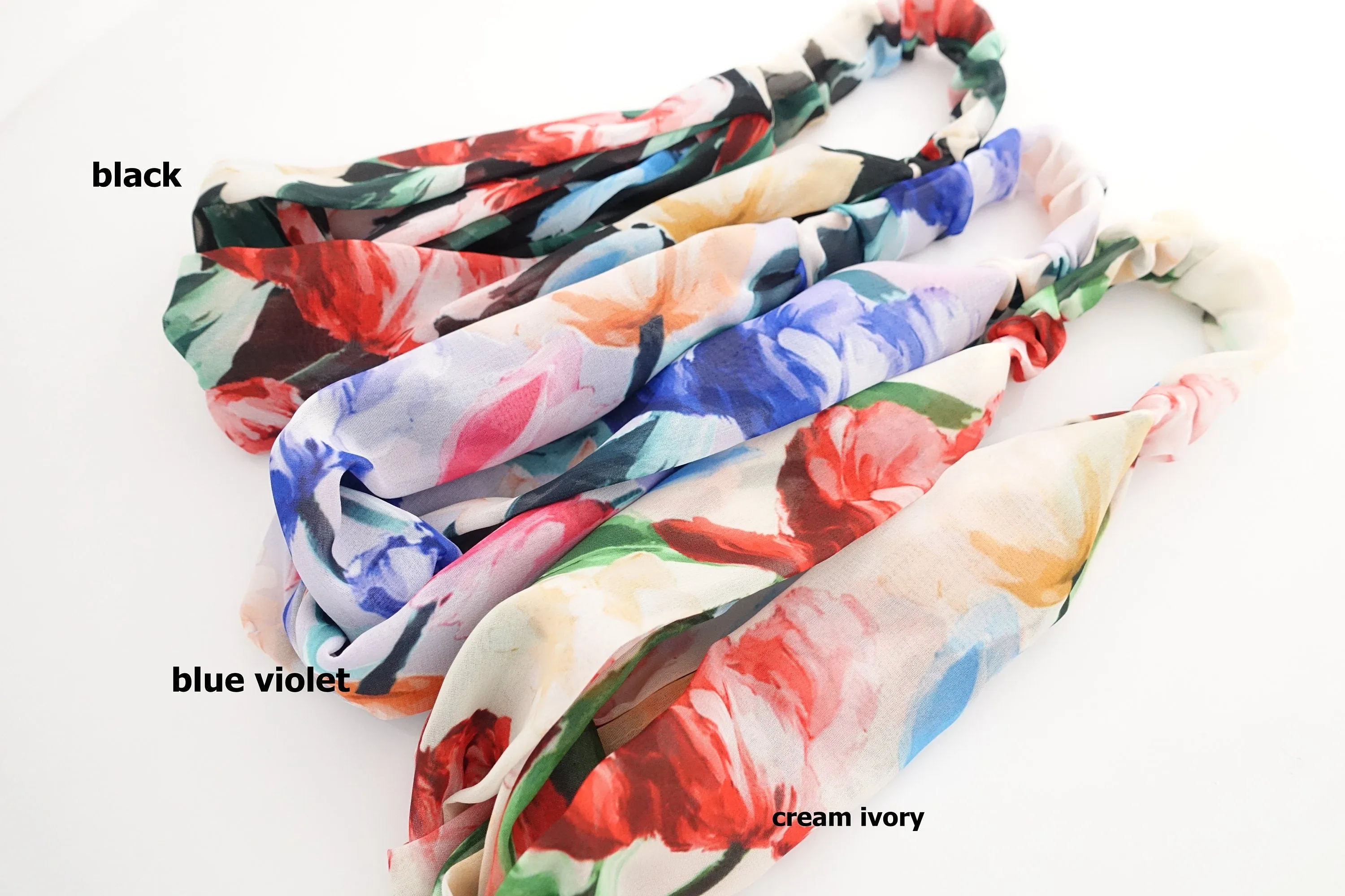 chiffon brilliant color flower headband front cross twist elastic hairband woman hair accessory