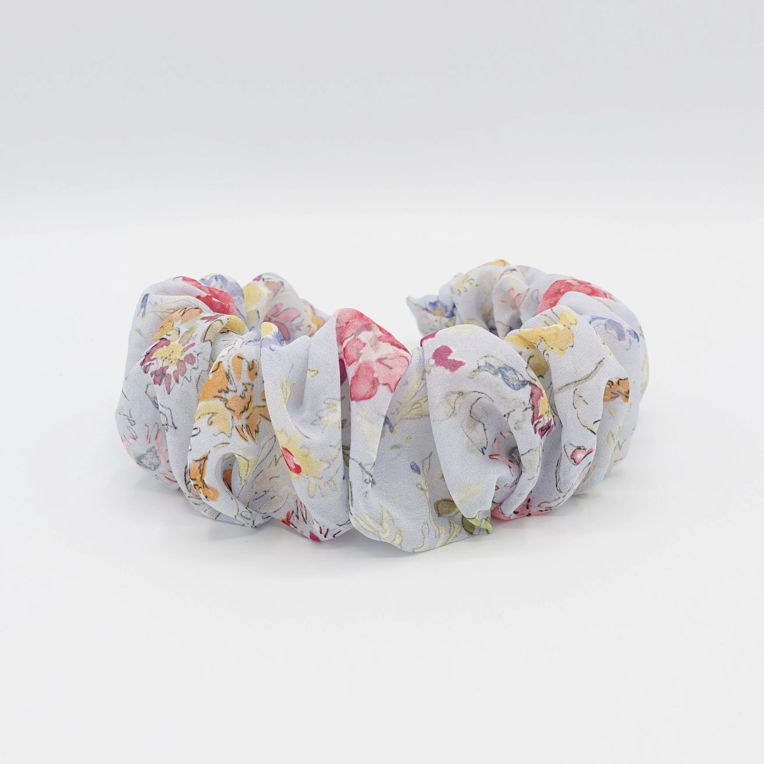 chiffon pleated headband floral hairband for women