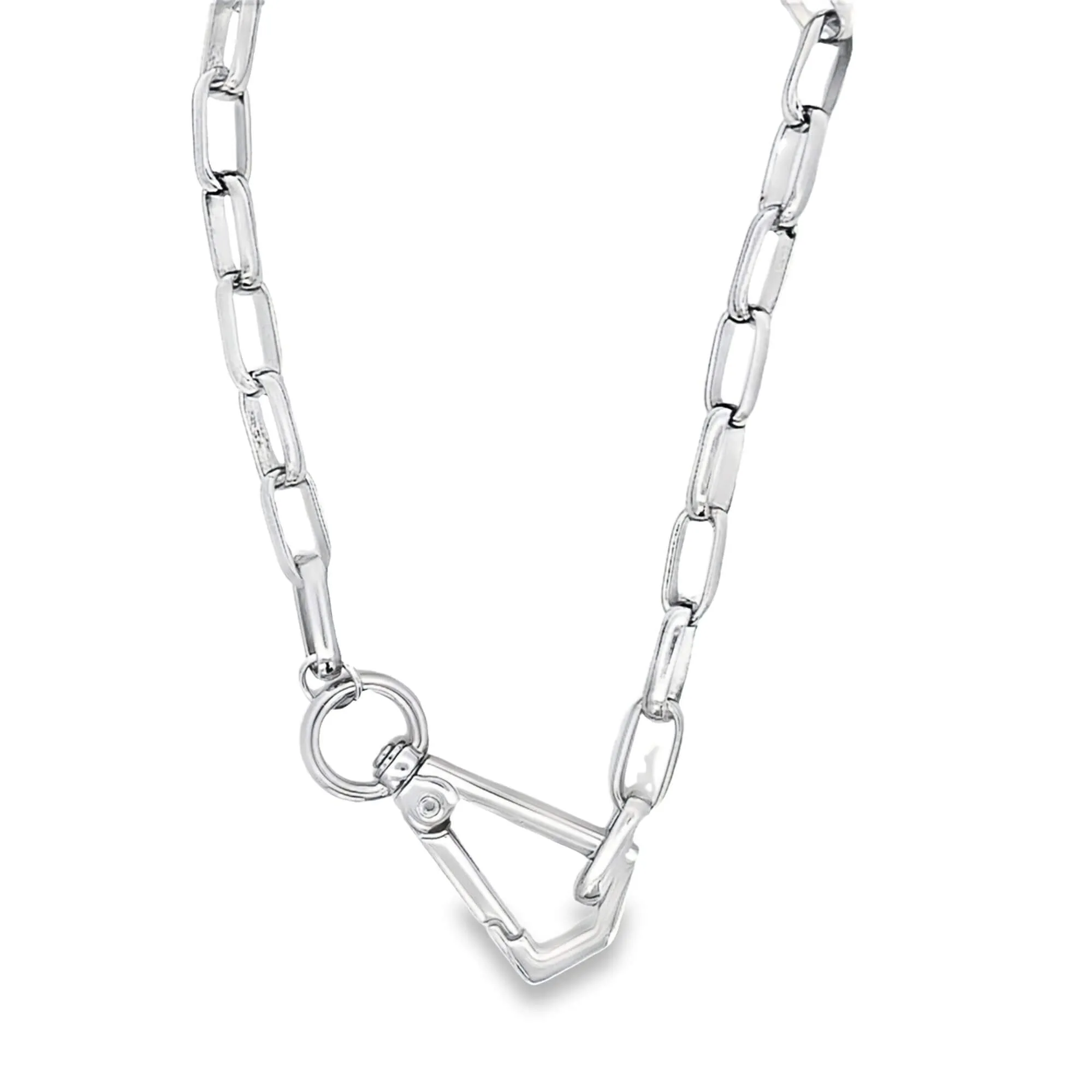 Chunky 9mm Paperclip Choker with Carabiner Clasp (F168)