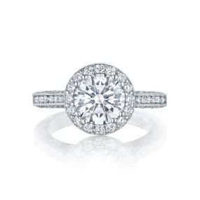 Classic Crescent Round Halo Engagement Ring