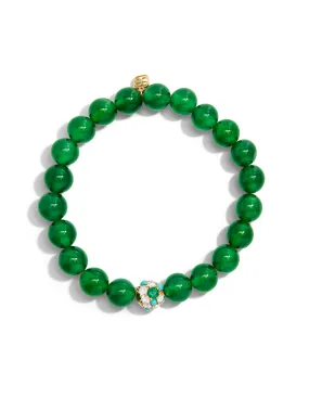 Cocktail Ball Bead on Green Onyx Beaded Bracelet