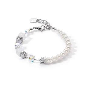 Coeur De Lion GeoCUBE® Precious Fusion Pearls Silver and White Bracelet