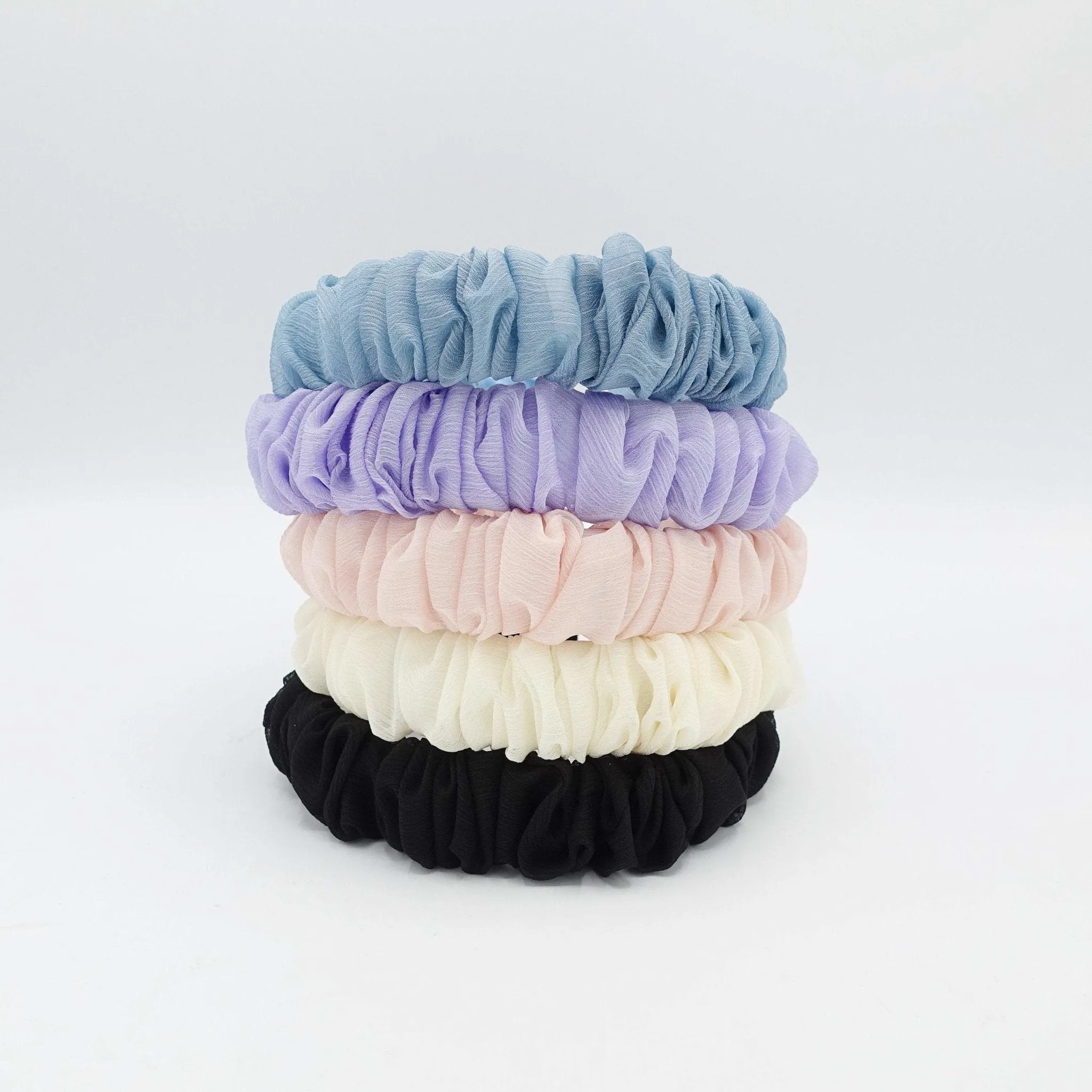 crinkled chiffon ruched headband pleated hairband accessory for women