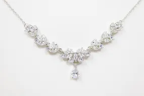 Cubic Zirconia Minimalist Diamond/Crystal Necklace, Bridal Necklace Set, Bridal Jewelry, Statement Necklace