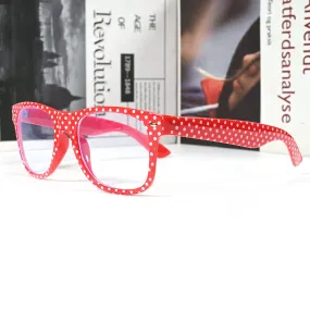 Cubojue Unisex Full Rim Square Red Polka Dot Tr 90 Myopic Reading Glasses