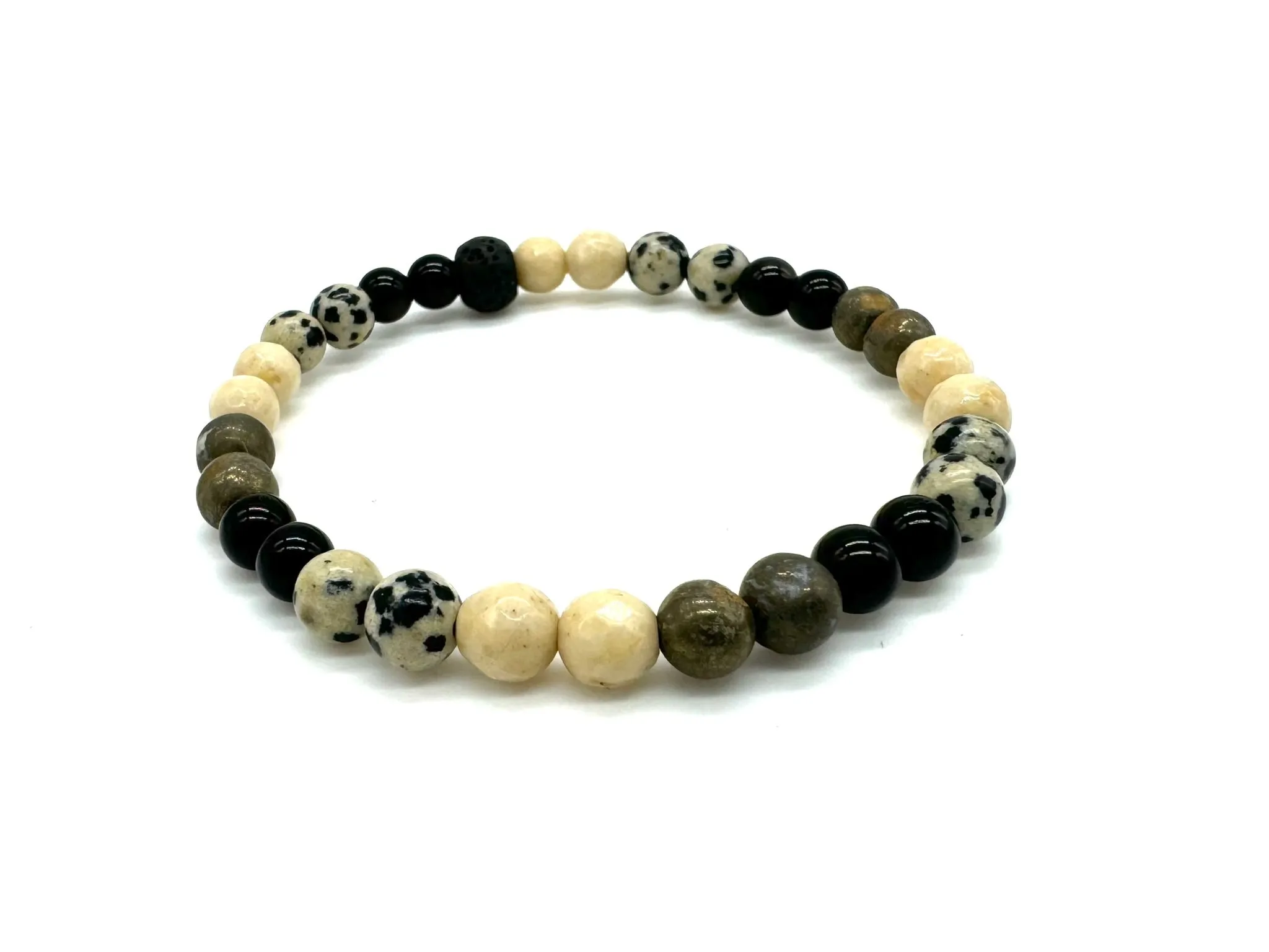 Dainty Dalmatian Jasper and Onyx Crystal Bracelet