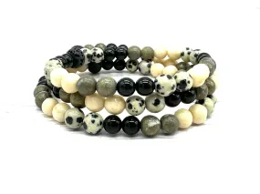 Dainty Dalmatian Jasper and Onyx Crystal Bracelet