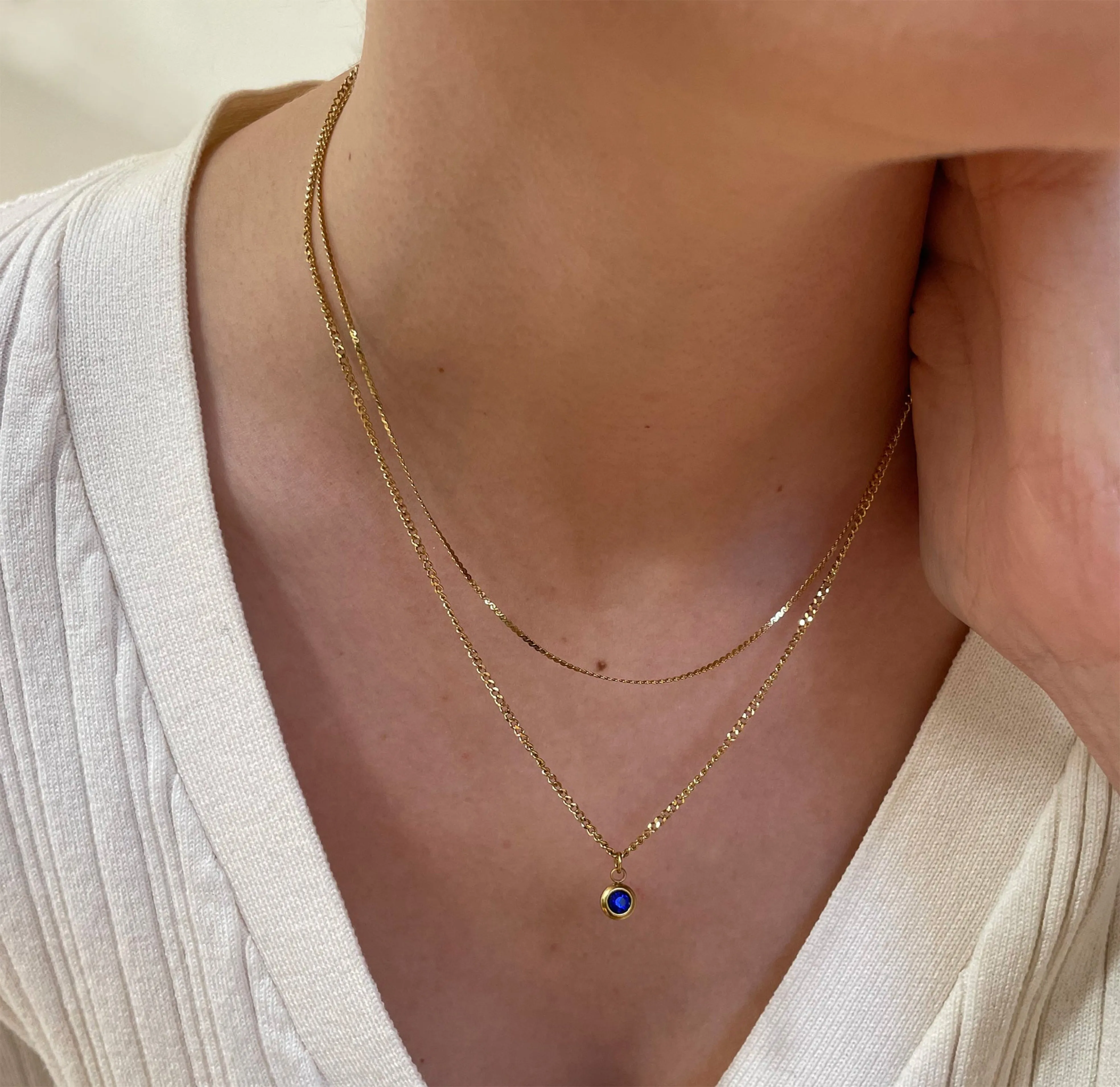 DELILAH SAPPHIRE BIRTHSTONE PENDANT NECKLACE - SEPTEMBER