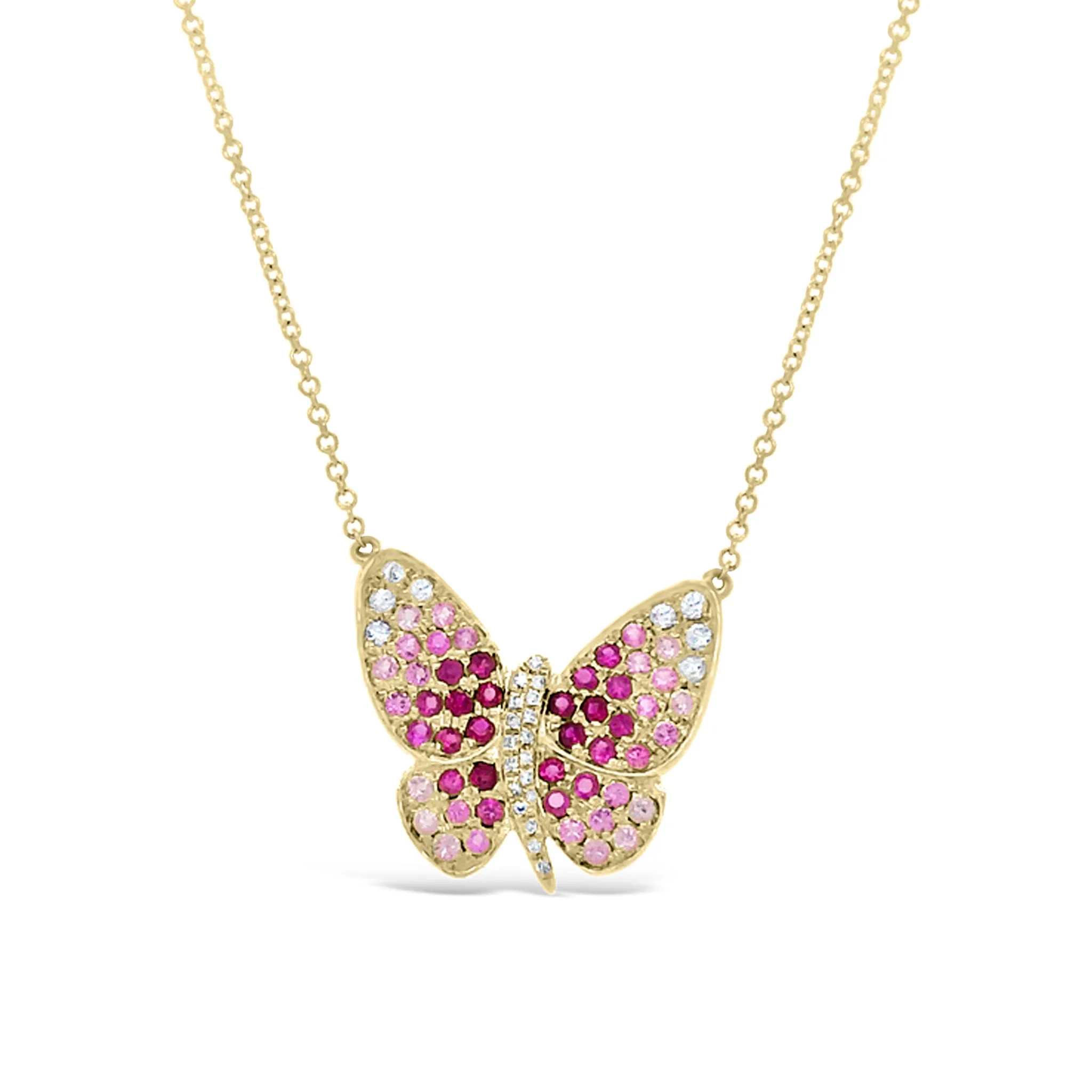 Diamond & Sapphire Butterfly Pendant Necklace