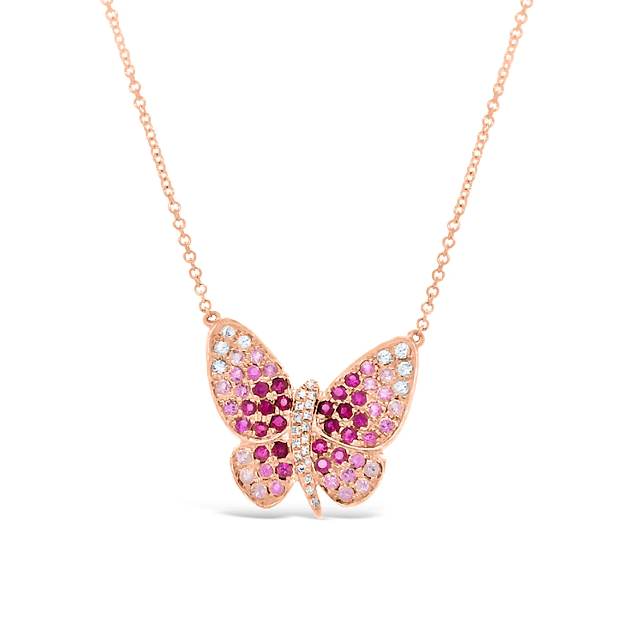 Diamond & Sapphire Butterfly Pendant Necklace