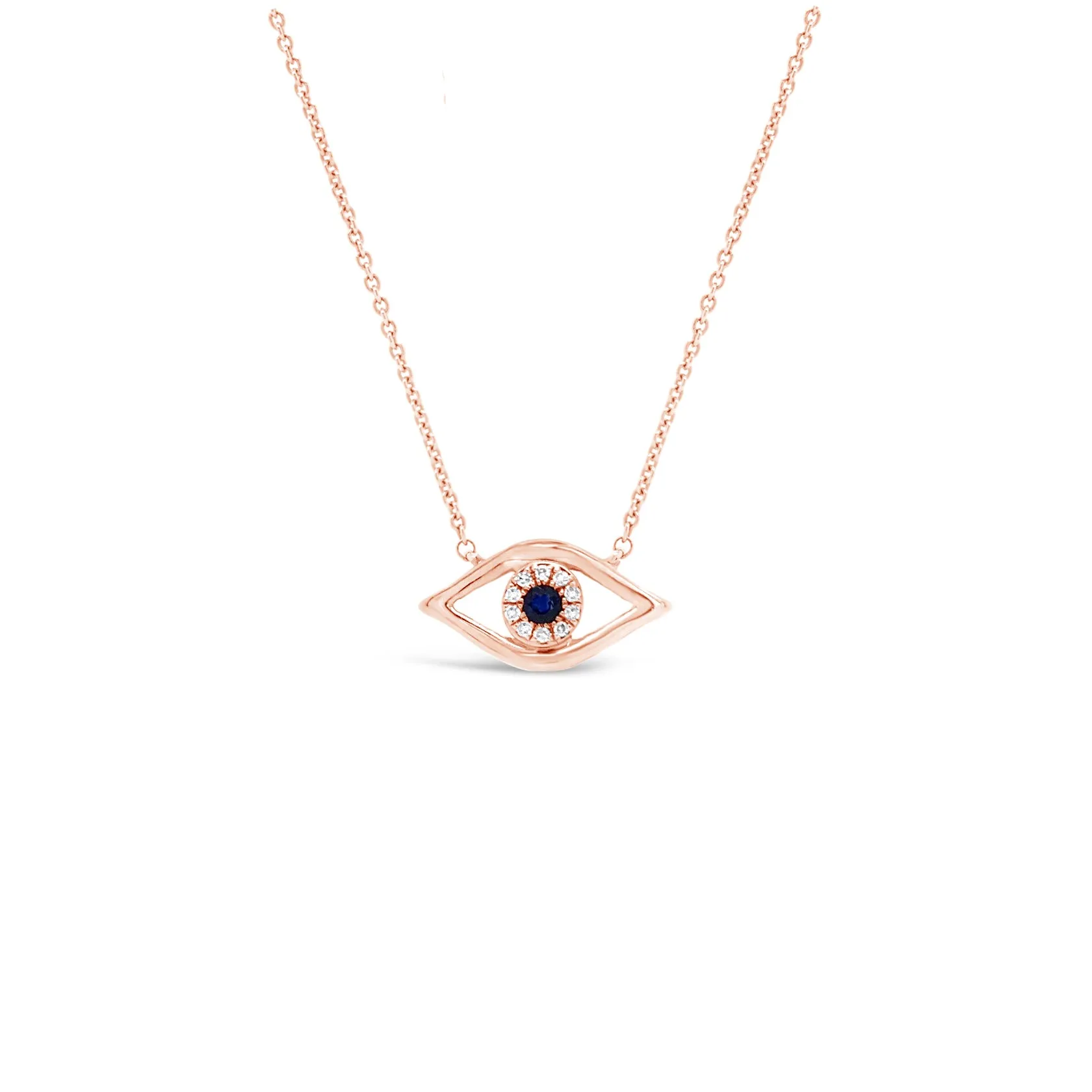 Diamond & Sapphire Simple Evil-Eye Pendant Necklace