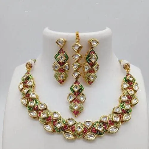 Diamond Cut Meena Necklace Set