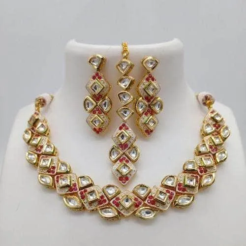 Diamond Cut Meena Necklace Set