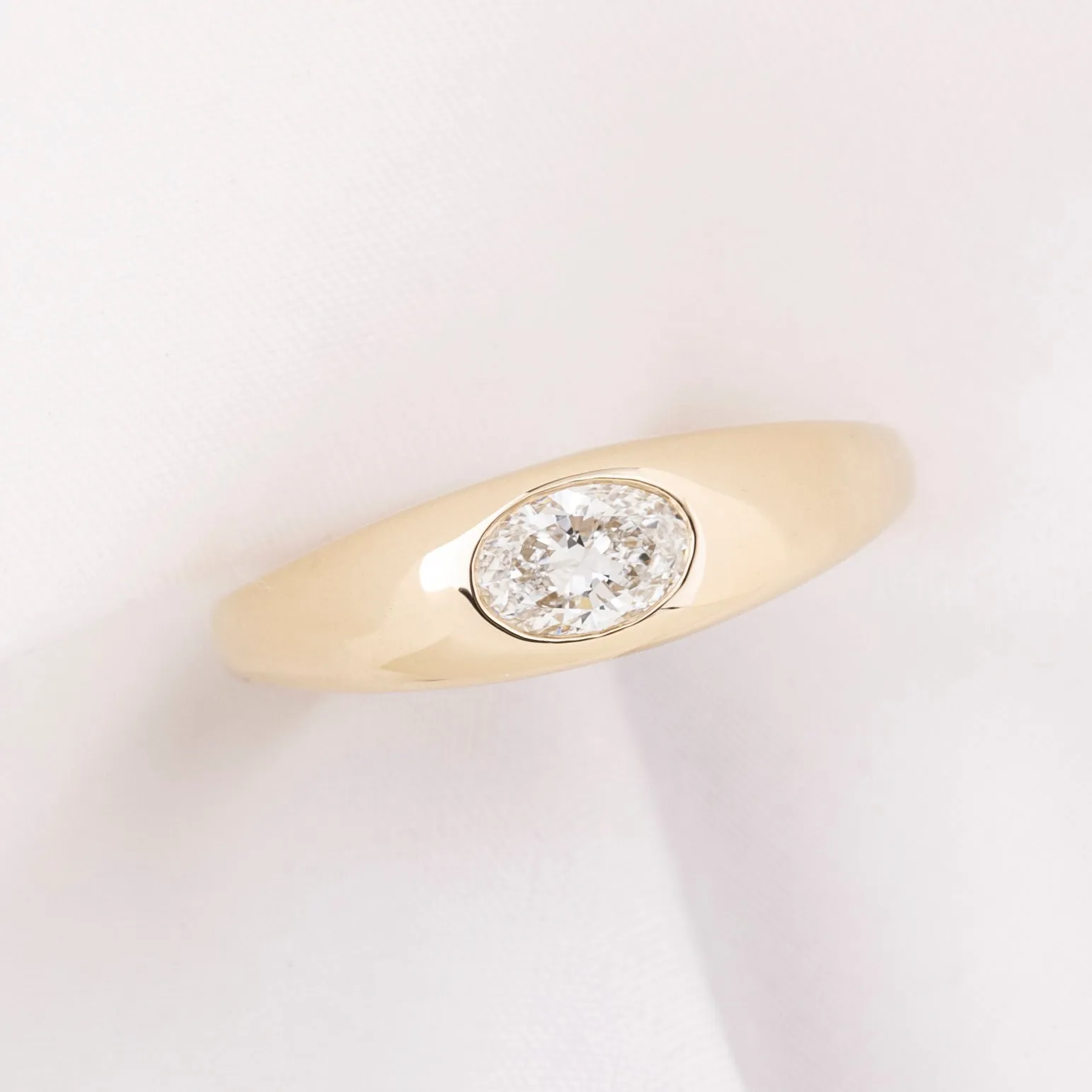 Dome Ring, 0.40ct Oval Brilliant Cut Diamond, 14k Yellow Gold (One of a kind)