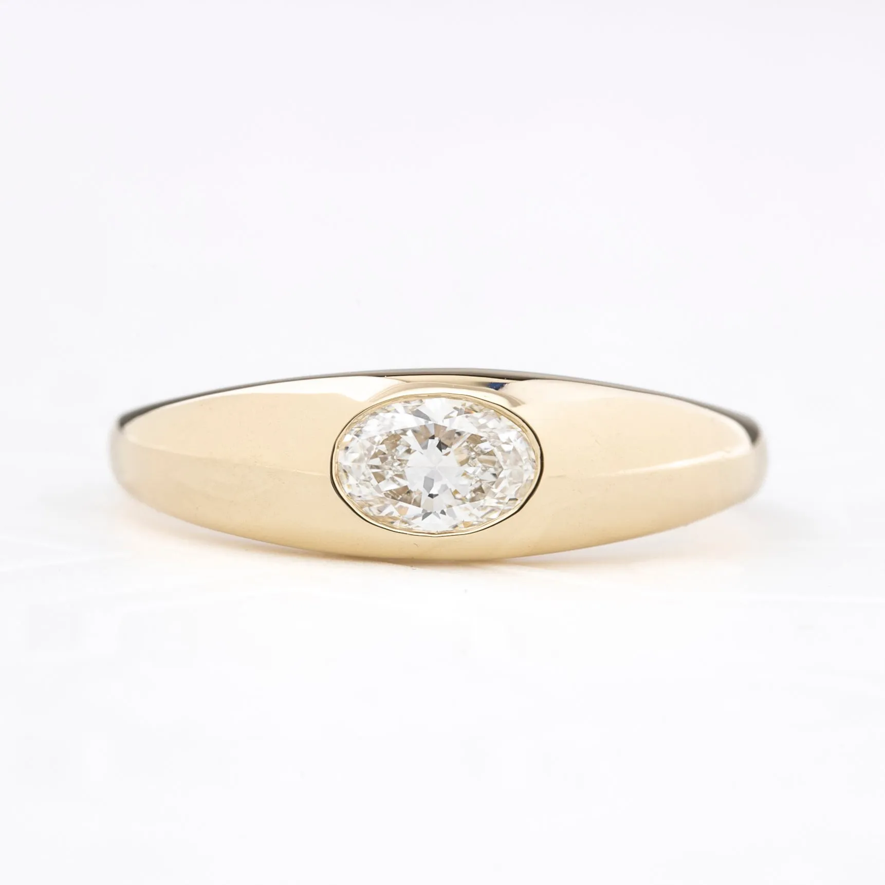 Dome Ring, 0.40ct Oval Brilliant Cut Diamond, 14k Yellow Gold (One of a kind)