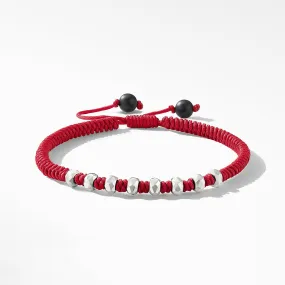 DY Fortune Woven Bracelet in Red with Black Onyx