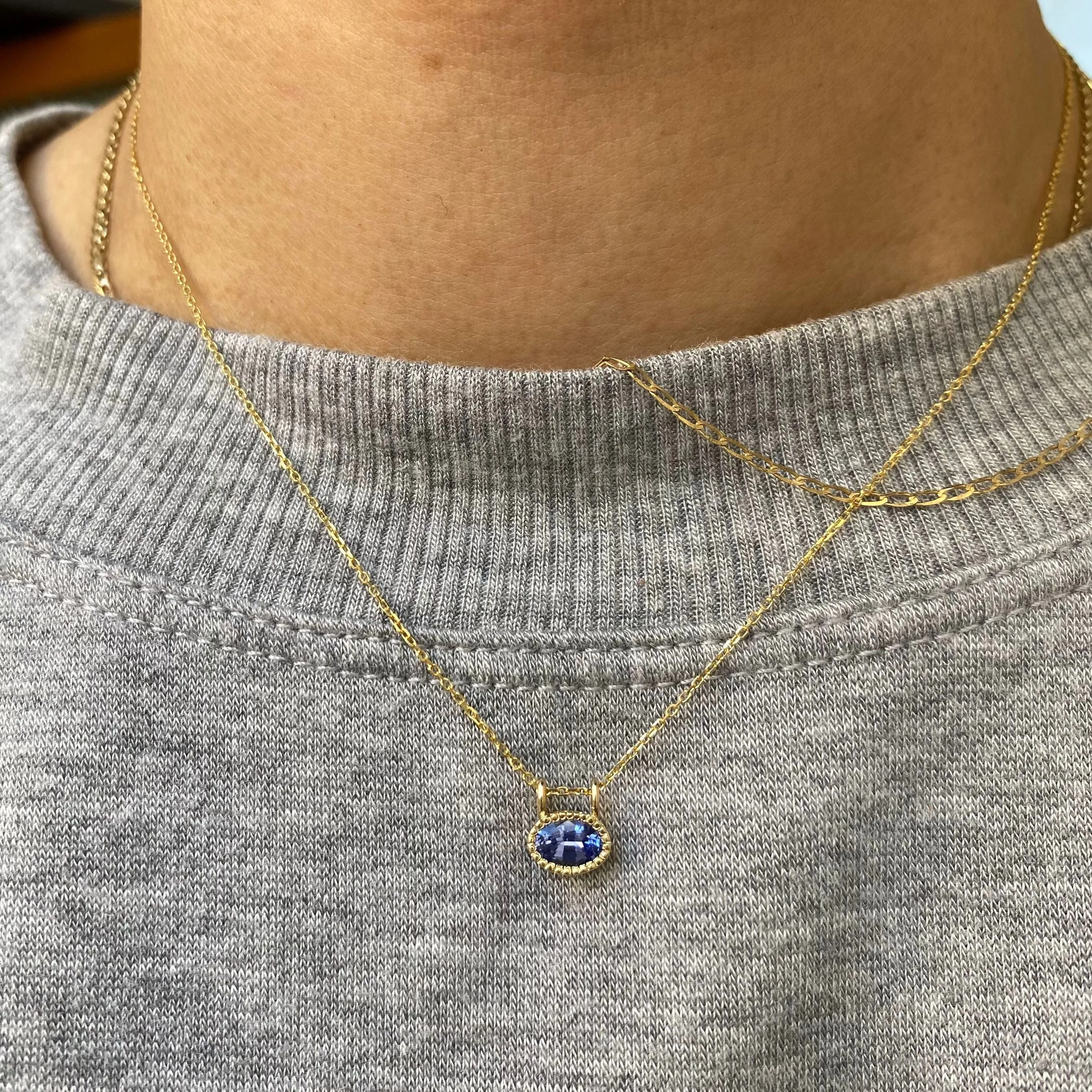 East West Blue Sapphire Necklace