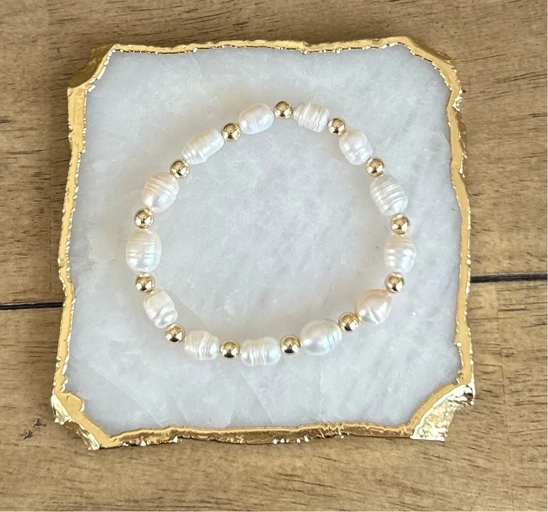 Ellie Pearl and Gold Bracelet