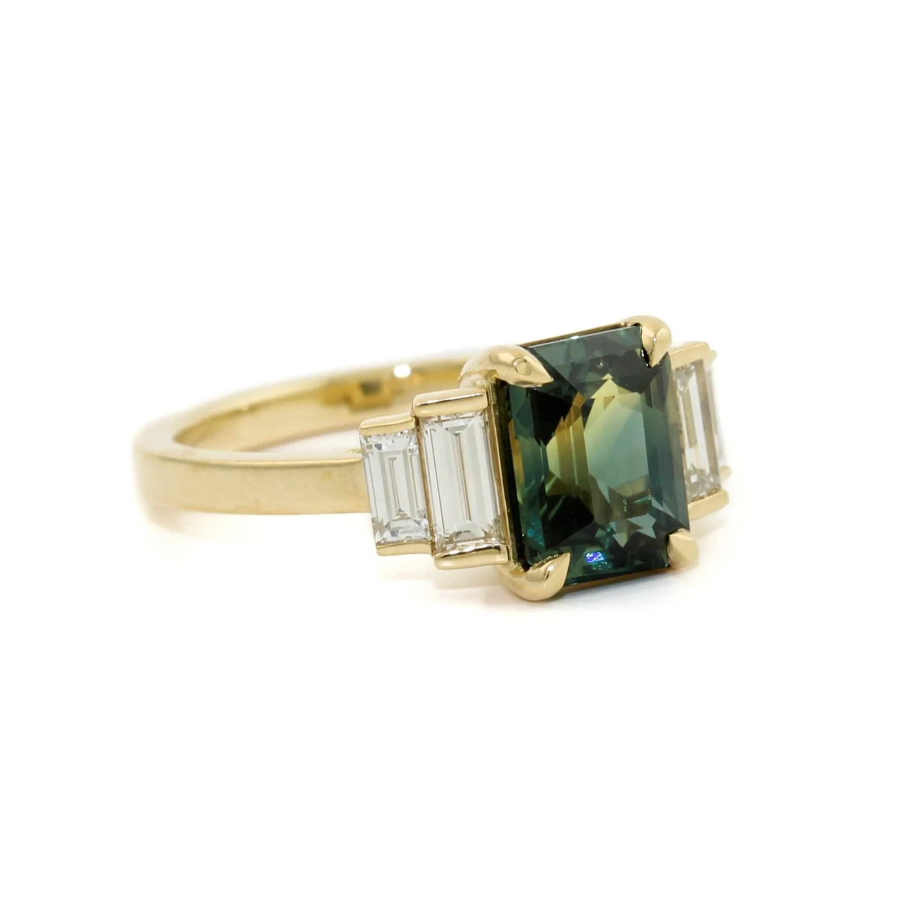 Emerald-Cut Sapphire x Diamond Engagement Ring