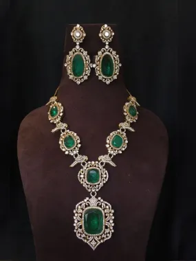 Emerald Polki Diamond Choker With Earrings Set