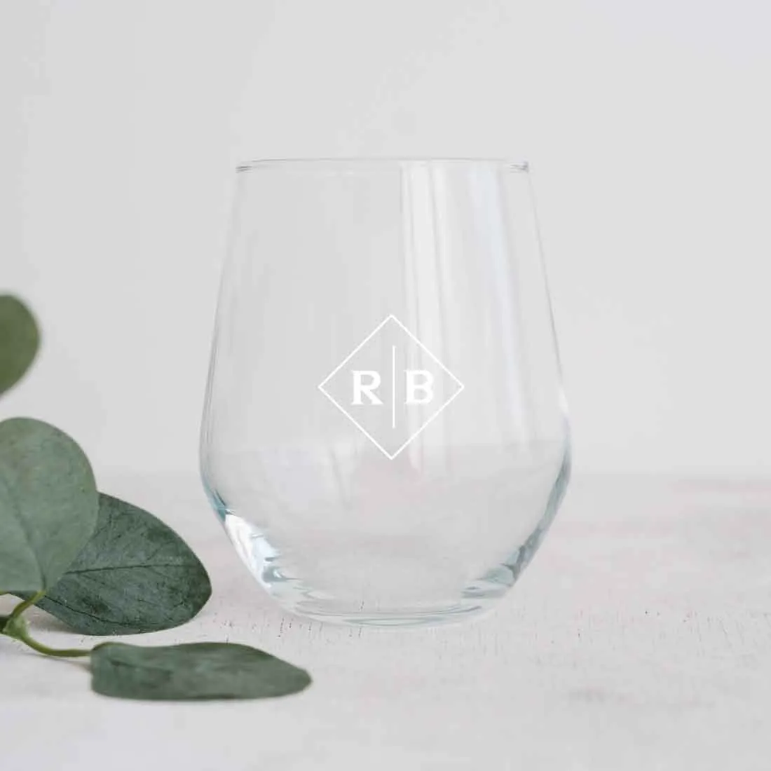 Engraved Wine Glasses with Initial on Stemless Cocktail / Whiskey Glass 400 ML