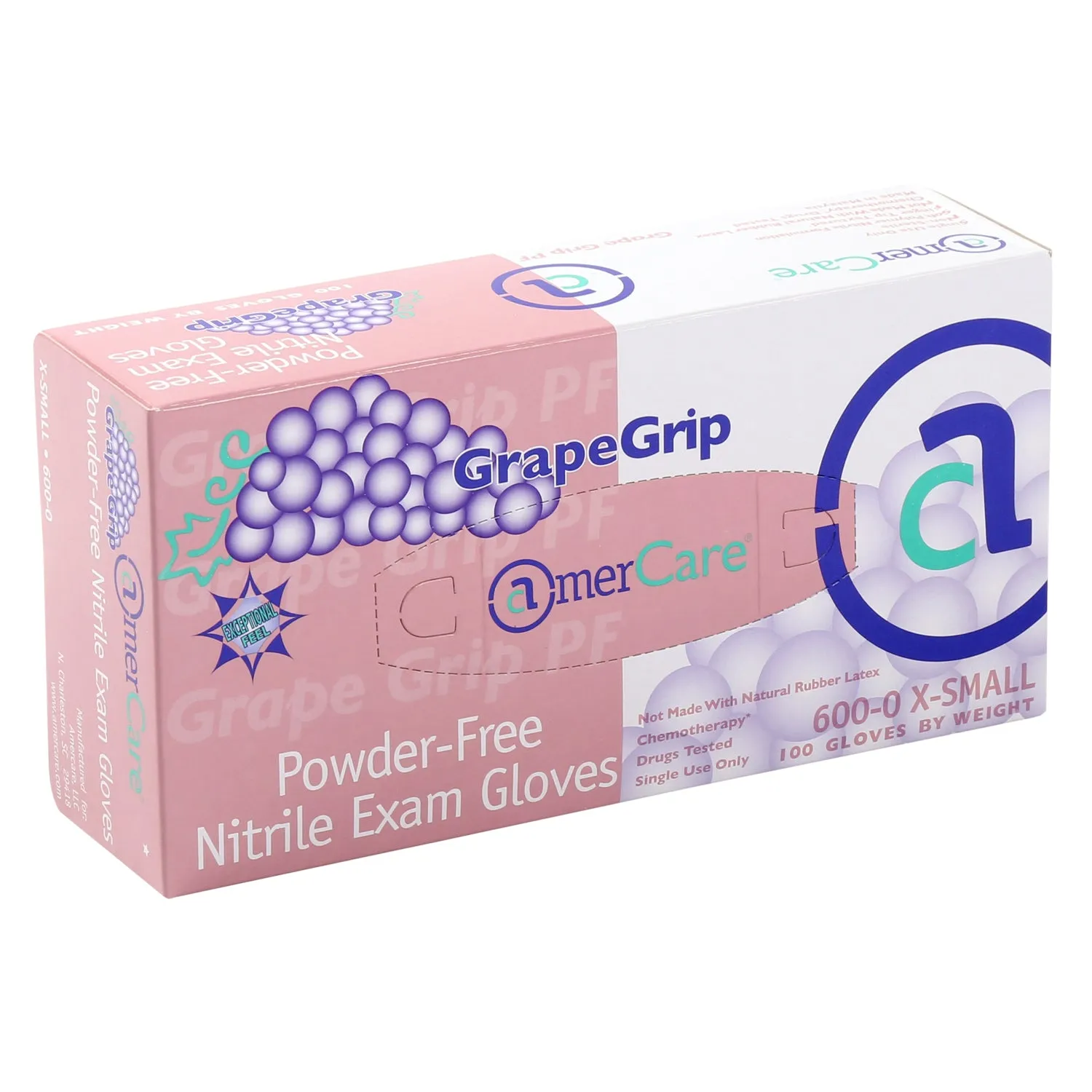 Exam Grade Powder-Free Nitrile Grape Grip Gloves (XS-XL), Case of 1,000