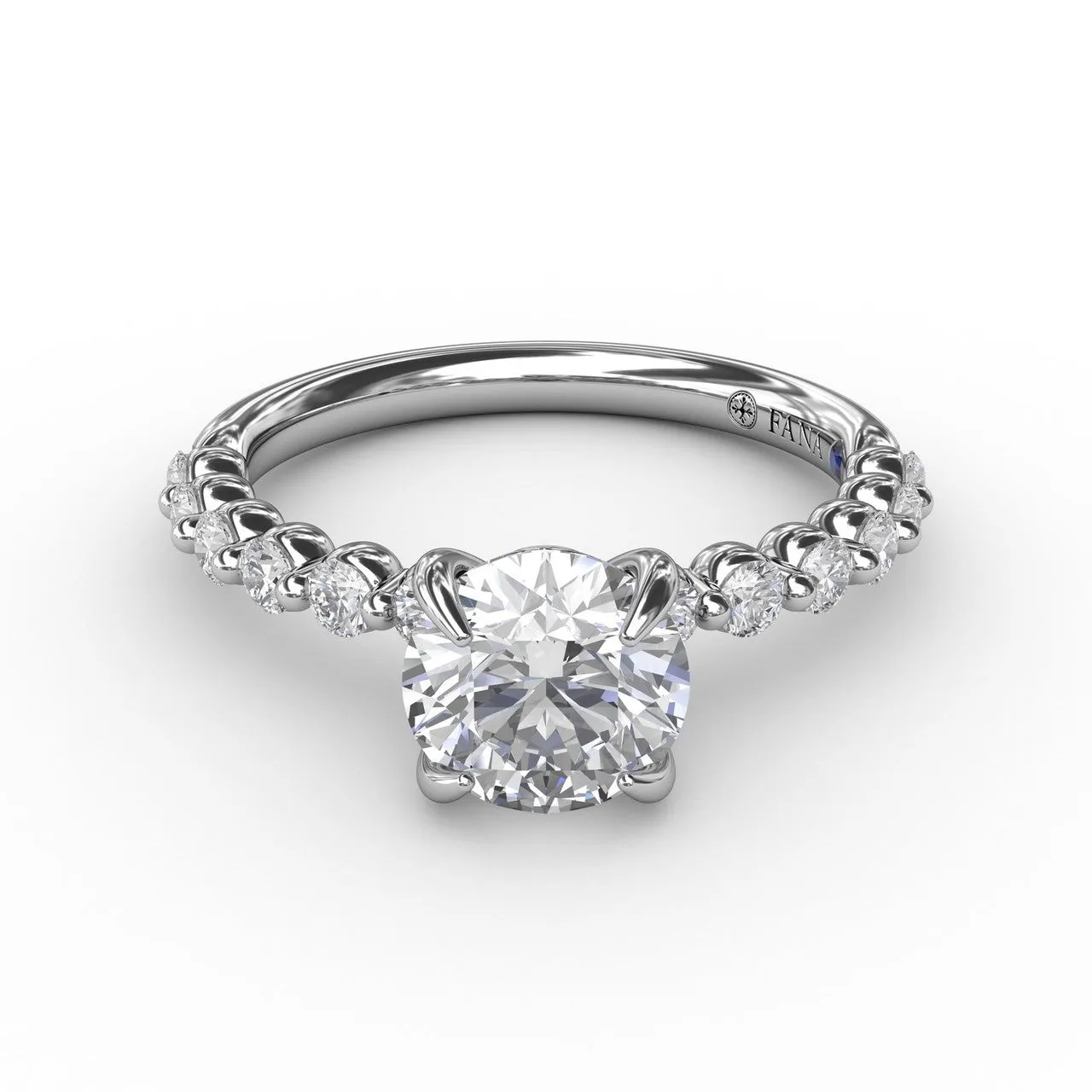 FANA Contemporary Round Diamond Solitaire With Diamond Band S3244