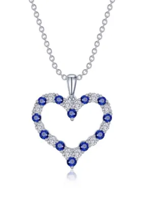 Fancy Lab-Grown Sapphire Heart Pendant Necklace in Sterling Silver