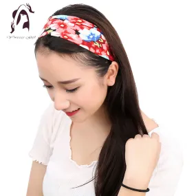 Fashion Women Elastic Headband Floral Head Wrap Girl Turban Hair Accessories Retro Party Apparel Hair Bands 2017