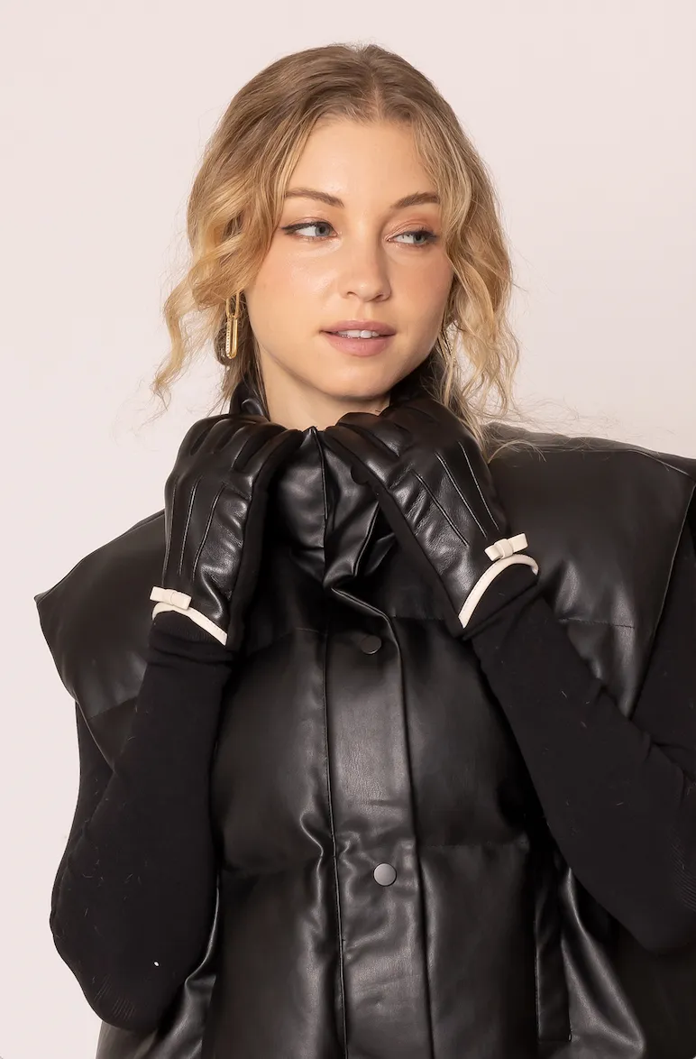 Faux Leather Touch Gloves