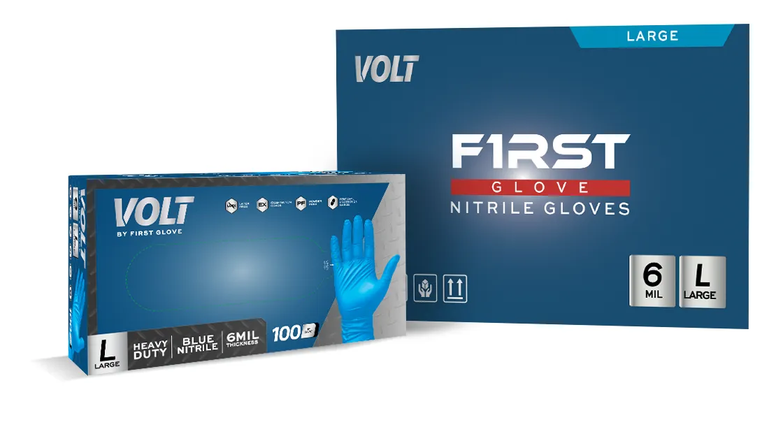 First Glove Volt 6 Mil Blue Nitrile Disposable Exam Gloves