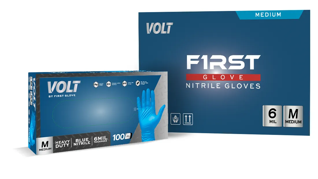 First Glove Volt 6 Mil Blue Nitrile Disposable Exam Gloves