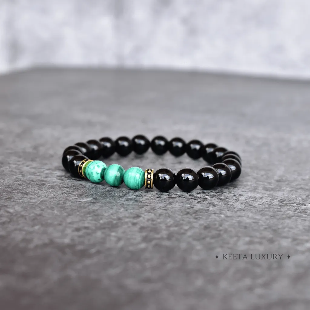 Flourish - Malachite and Onyx Bead Bracelet