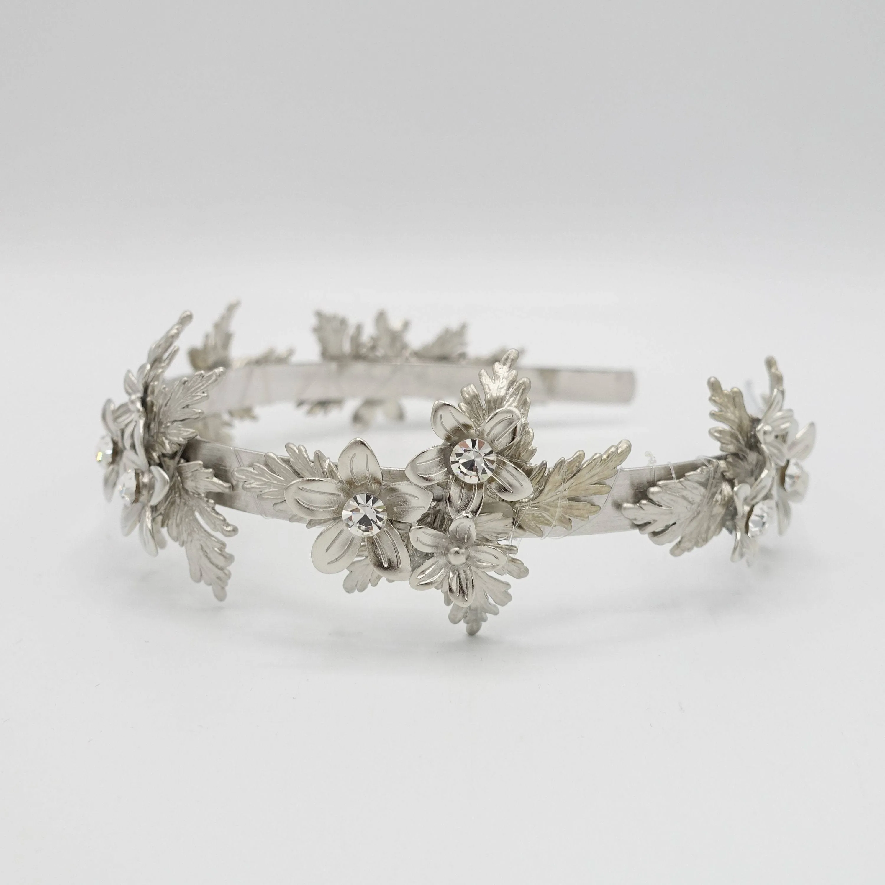 flower leaves bridal headband metal wedding hairband for a bride