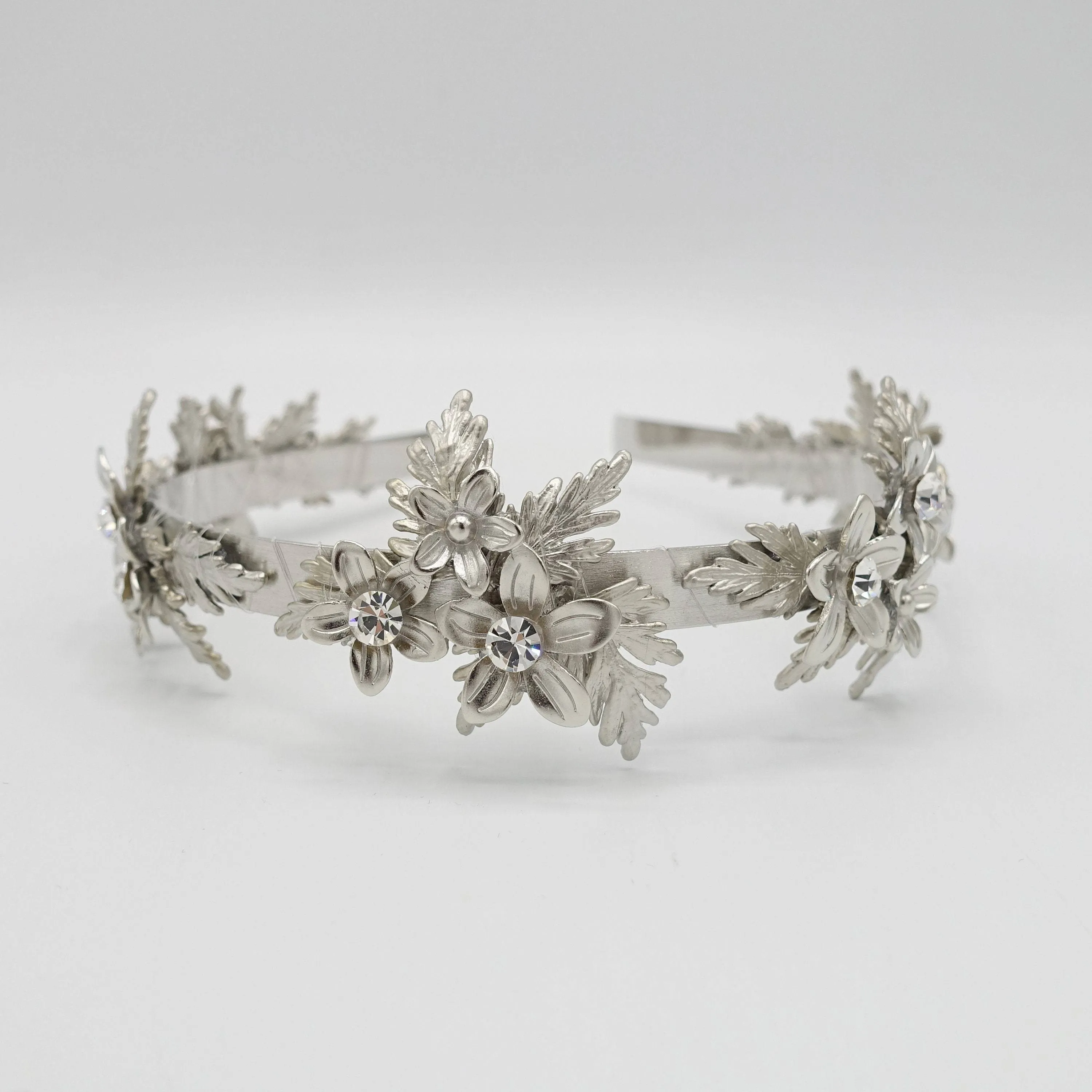 flower leaves bridal headband metal wedding hairband for a bride