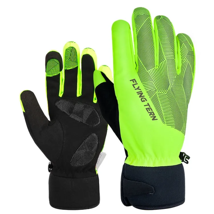 FLYING TERN 315 Thicken Cycling Windproof Warm Touch Screen Gloves, Size: M(Fluorescent Green)