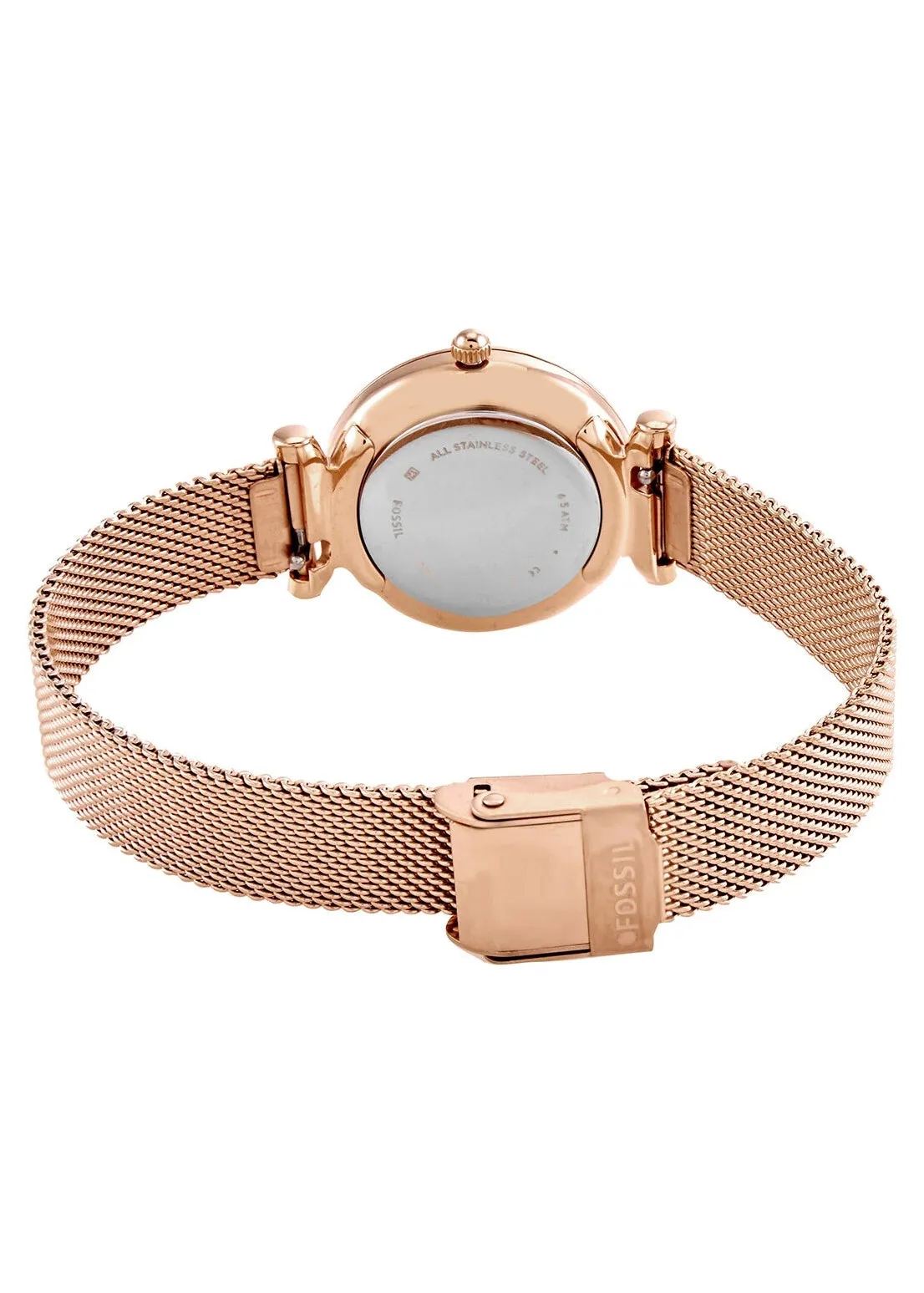 FOSSIL CARLIE MINI LADIES  ROSE GOLD MESH STRAP ES4433