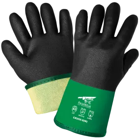 Frogwear CR292 Double Dipped PVC & Nitrile Blended Work Gloves, Chemical Resistant, ANSI A3 Cut Resistant, 12" Length with Sandpaper Finish