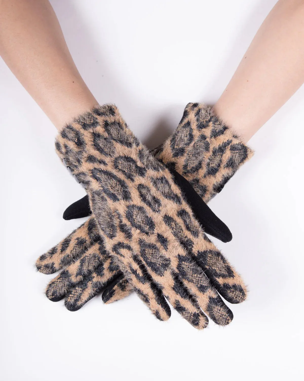 Fuzzy Leopard Gloves